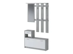 Móvel De Entrada*Dmora Móvel de entrada 0, Entrada moderna com espelho, Armário com sapateira, Armário multifuncional, 100x25h180 cm, e Cimento Branco