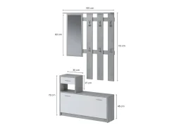 Móvel De Entrada*Dmora Móvel de entrada 0, Entrada moderna com espelho, Armário com sapateira, Armário multifuncional, 100x25h180 cm, e Cimento Branco