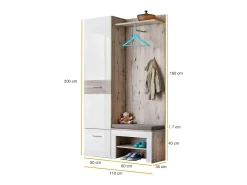 Meublorama Móvel de entrada - ONYX 5 - Cores carvalho e branco^ Móvel De Entrada