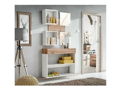 Prateleira*Meublorama Móvel de entrada - TORTH 4 - Cores carvalho e branco Castanho
