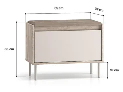 Móvel De Entrada|Petits-Meubles Móvel de entrada Alos Cashmere e Madeira de 1 porta com bengaleiro e banco para sapatos Bege