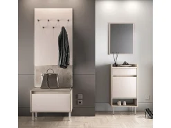 Móvel De Entrada|Petits-Meubles Móvel de entrada Alos Cashmere e Madeira de 1 porta com bengaleiro e banco para sapatos Bege