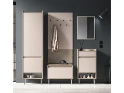 Móvel De Entrada|Petits-Meubles Móvel de entrada Alos Cashmere e Madeira de 1 porta com bengaleiro e banco para sapatos Bege