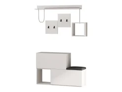 Móvel De Entrada|Concept-Usine Móvel de Entrada com Arrumação e Cabideiros INGA - Design Minimalista e Organizado Branco