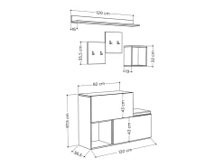 Móvel De Entrada|Concept-Usine Móvel de Entrada com Arrumação e Cabideiros INGA - Design Minimalista e Organizado Branco