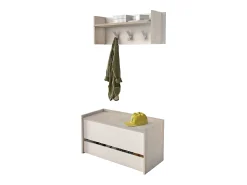 Best Dmora Móvel de entrada Brionia, Entrada moderna com cabide, Armário com sapateira, Armário multifuncional, 50x32h182 cm, Carvalho e Branco Castanho