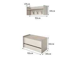 Best Dmora Móvel de entrada Brionia, Entrada moderna com cabide, Armário com sapateira, Armário multifuncional, 50x32h182 cm, Carvalho e Branco Castanho