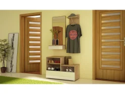 Móvel de entrada City carvalho sonoma claro / branco brilhante 90 cm^ Móvel De Entrada