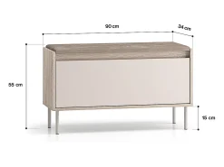 Móvel De Entrada|Petits-Meubles Móvel de entrada comprido de 1 porta Alos Cashmere e Madeira com bengaleiro e banco para sapatos Bege
