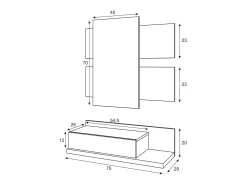 Consola|Dmora Móvel de entrada Dcori, Entrada suspensa com espelho, Móvel de entrada com gaveta, 75x29h90 cm, e Carvalho Branco