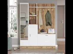 Concept-Usine Móvel de entrada design escandinavo ANKA em madeira natural e branco^ Móvel De Entrada