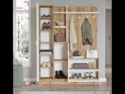 Concept-Usine Móvel de entrada design escandinavo ANKA em madeira natural e branco^ Móvel De Entrada