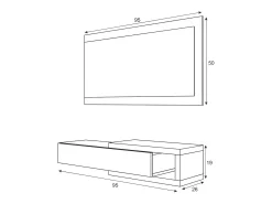 Consola|Dmora Móvel de entrada Dhasi, Entrada reversível com espelho, Móvel de hall com gaveta, Bandeja de bolso para apartamentos, 95x26h69 cm, e Cimento Branco