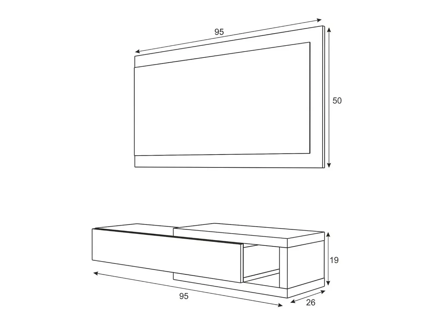 Consola|Dmora Móvel de entrada Dhasi, Entrada reversível com espelho, Móvel de hall com gaveta, Bandeja de bolso para apartamentos, 95x26h69 cm, e Cimento Branco