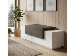 Móvel De Entrada*Dmora Móvel de entrada Djallo, entrada multifuncional moderna, armário polivalente para hall de entrada, 100% Fabricado na Itália, 120x45h46 cm, brilhante e ardóia Branco