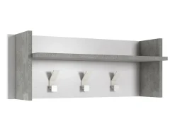 Dmora Móvel de entrada Dkornvi, cabide com 3 ganchos, prateleira de entrada, 100% Fabricado na Itália, 90x29h34 cm, Branco e Cimento^ Cabide De Pé