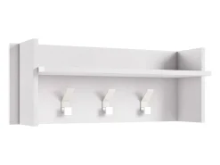 Cabide De Pé*Dmora Móvel de entrada Dkornvi, cabide com 3 ganchos, prateleira de entrada, 100% Fabricado na Itália, 90x29h34 cm, Branco