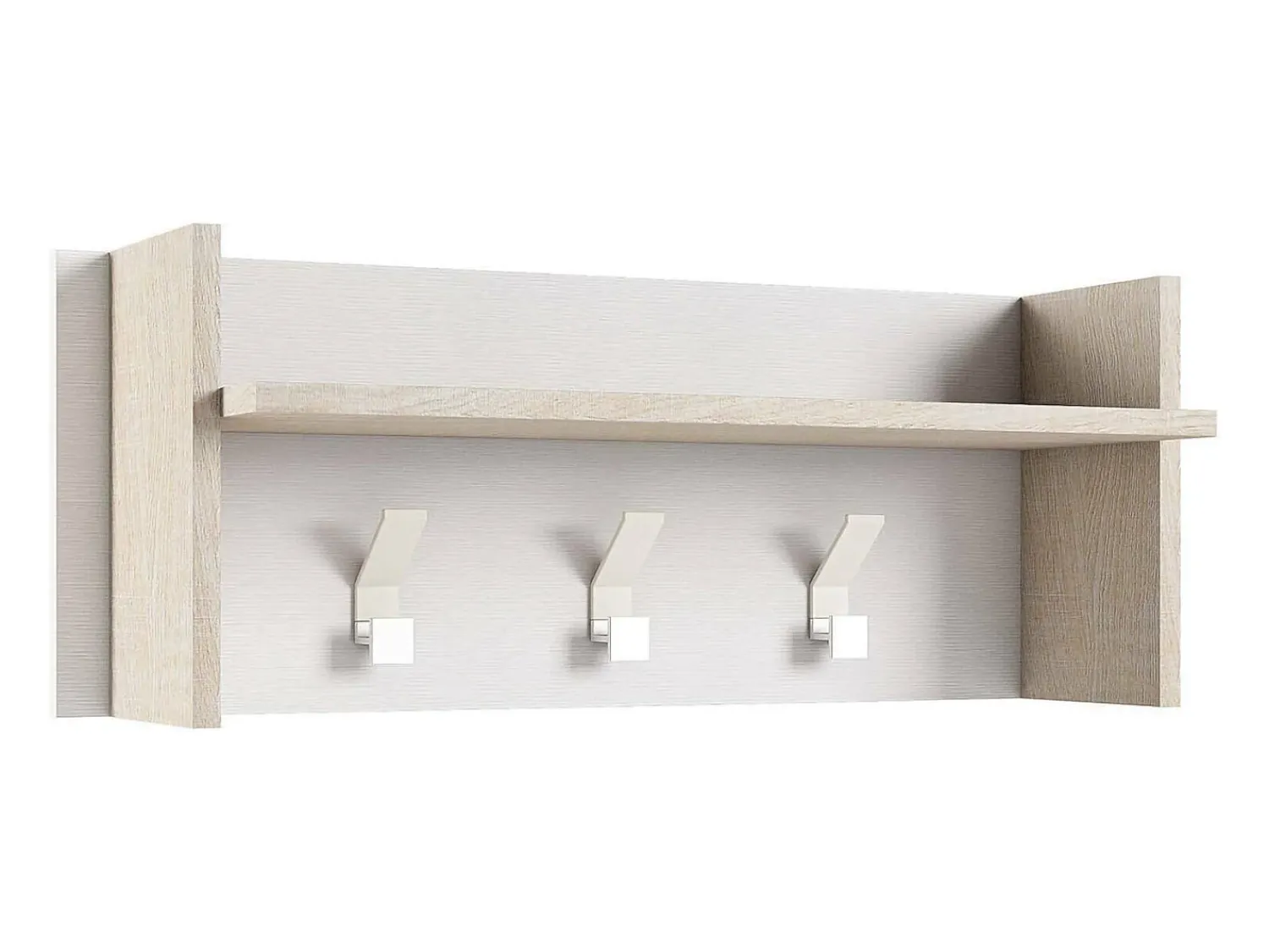 Online Dmora Móvel de entrada Dkornvi, cabide com 3 ganchos, prateleira de entrada, 100% Fabricado na Itália, 90x29h34 cm, Branco e Carvalho Natural claro / Branco