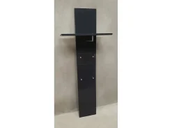 Clearance Dmora Móvel de entrada Dlentin, Entrada multifuncional moderna, Armário multiuso para hall de entrada, 100% Fabricado na Itália, 50x27h140 cm, Antracite brilhante Preto