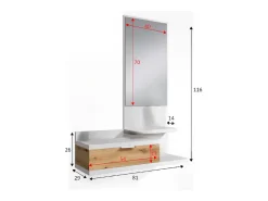 New Dmora Móvel de entrada Dmissor, Entrada com espelho e gaveta, Esvaziador de bolsos para hall de entrada de pequenos apartamentos, 81x29h116 cm, Carvalho e nodoso Branco