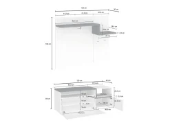 Móvel De Entrada*Dmora Móvel de entrada Dpace, entrada multifuncional moderna, armário polivalente para hall de entrada, 100% Fabricado na Itália, 120x40h54 cm, brilhante e bordo Branco