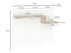 Cabide De Pé*Dmora Móvel de entrada Ezio, entrada multifuncional moderna, armário polivalente para hall de entrada, 100% Fabricado na Itália, 120x30h100 cm, brilhante e bordo Branco