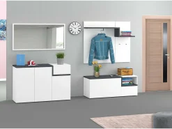 Dmora Móvel de entrada Ezio, entrada multifuncional moderna, Armário multiuso para hall de entrada, 100% Fabricado na Itália, 120x30h100 cm, brilhante e ardósia^ Cabide De Pé
