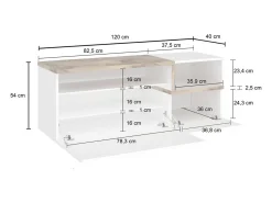 Dmora Móvel de entrada Flavio, Entrada multifuncional moderna, Armário multiuso para hall de entrada, 100% Fabricado na Itália, 120x40h54 cm, brilhante e bordo^ Móvel De Arrumação|Sapateira