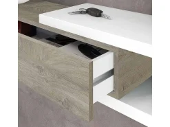 Consola|Dmora Móvel de entrada Mcallen, Entrada reversível com espelho, Móvel de hall com gaveta, Bandeja de bolso para apartamentos, 95x26h69 cm, e Carvalho Branco