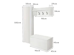 Móvel De Entrada|Dmora Móvel de entrada Mirtilla, Entrada moderna com cabide, Armário com sapateira, Armário com espelho, Cm 50x32h182, Branco