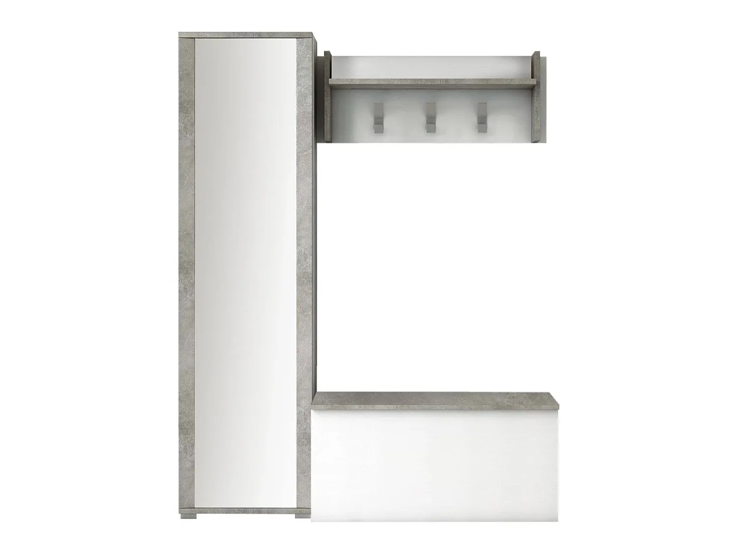 Móvel De Entrada*Dmora Móvel de entrada Mirtilla, Entrada moderna com cabide, Armário com sapateira, Armário com espelho, 50x32h182 cm, e Cimento Branco