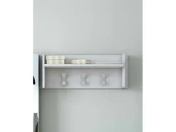 Consola|Dmora Móvel de entrada Narciso, Cabide com 3 ganchos, Prateleira de entrada, 100% Fabricado na Itália, 90x29h34 cm, Branco