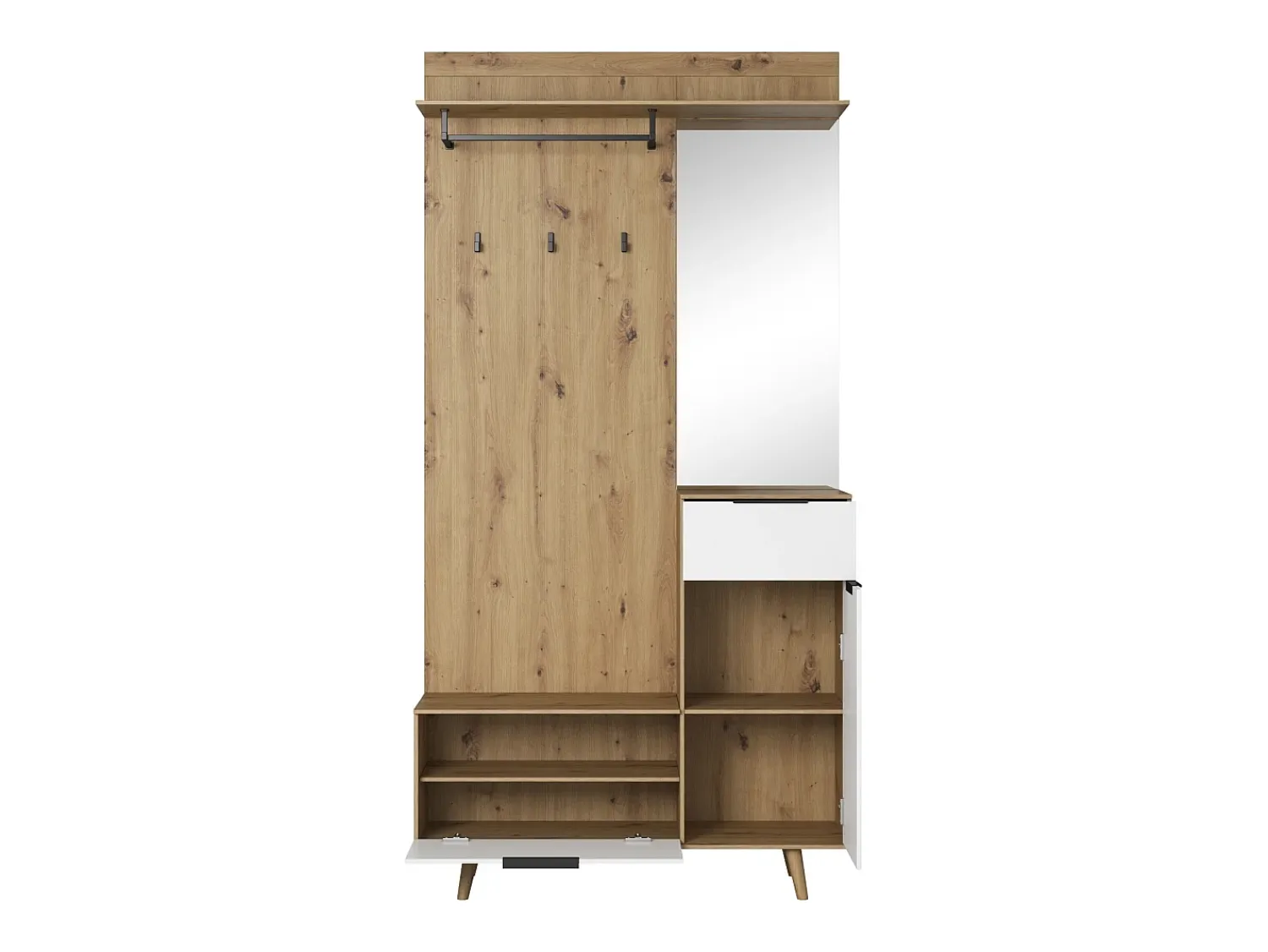 Móvel De Entrada* Móvel de entrada Nordic A carvalho artesanal / branco 100 cm Natural claro