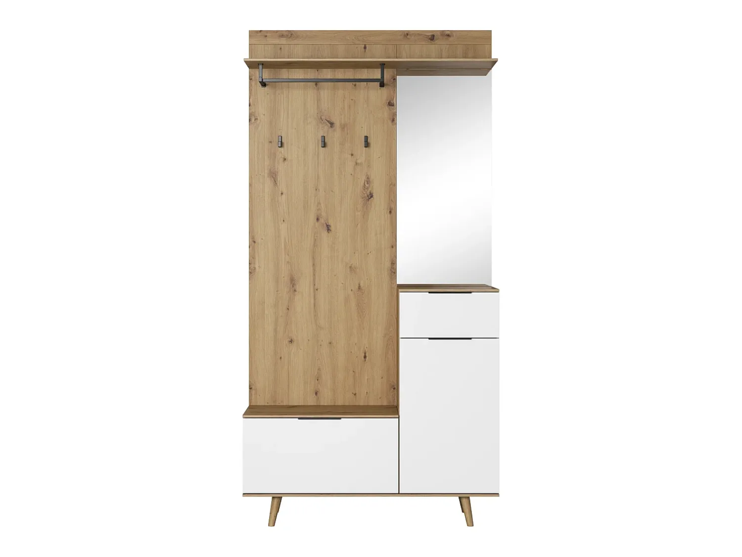 Móvel De Entrada* Móvel de entrada Nordic A carvalho artesanal / branco 100 cm Natural claro
