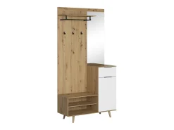 New Móvel de entrada Nordic B carvalho artesanal / branco 100 cm Natural claro