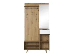 New Móvel de entrada Nordic B carvalho artesanal / branco 100 cm Natural claro
