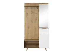 New Móvel de entrada Nordic B carvalho artesanal / branco 100 cm Natural claro