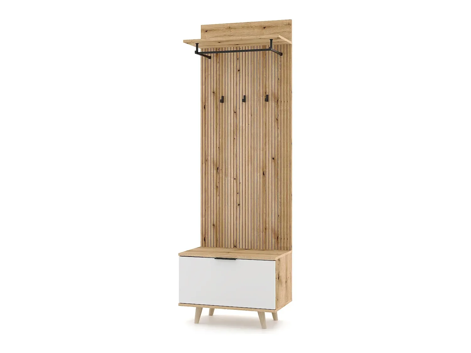Móvel de entrada Nordic D carvalho evoke / tabilla / branco 65 cm Natural claro / Branco