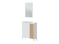 Sale Dmora Móvel de entrada Williamsport, entrada 2 portas, guarda-roupa com espelho, arrumação multifuncional, 77x24h91 cm, e carvalho Branco