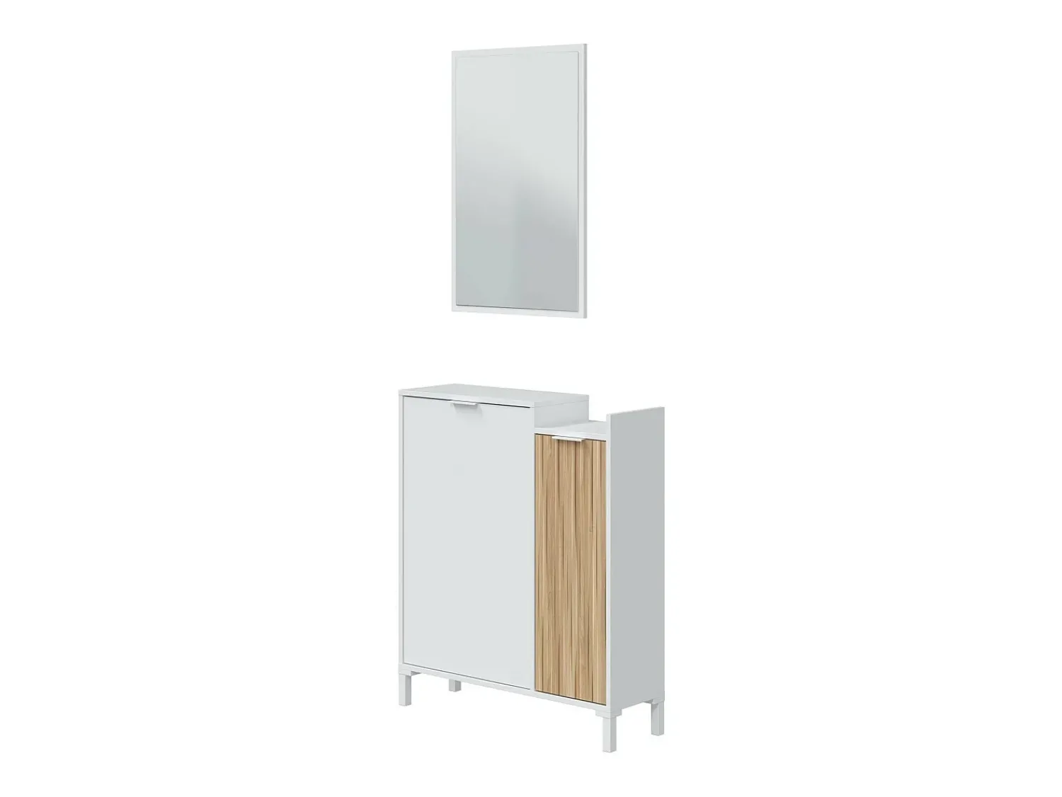 Sale Dmora Móvel de entrada Williamsport, entrada 2 portas, guarda-roupa com espelho, arrumação multifuncional, 77x24h91 cm, e carvalho Branco