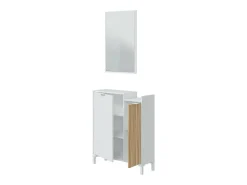 Sale Dmora Móvel de entrada Williamsport, entrada 2 portas, guarda-roupa com espelho, arrumação multifuncional, 77x24h91 cm, e carvalho Branco