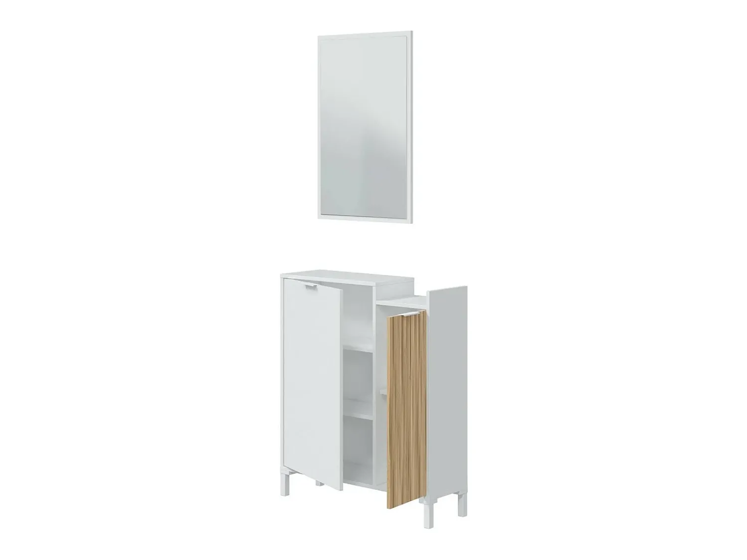 Sale Dmora Móvel de entrada Williamsport, entrada 2 portas, guarda-roupa com espelho, arrumação multifuncional, 77x24h91 cm, e carvalho Branco