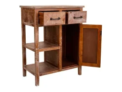 Consola* Móvel de madeira para corredor com 2 gavetas e 1 porta. Castanho