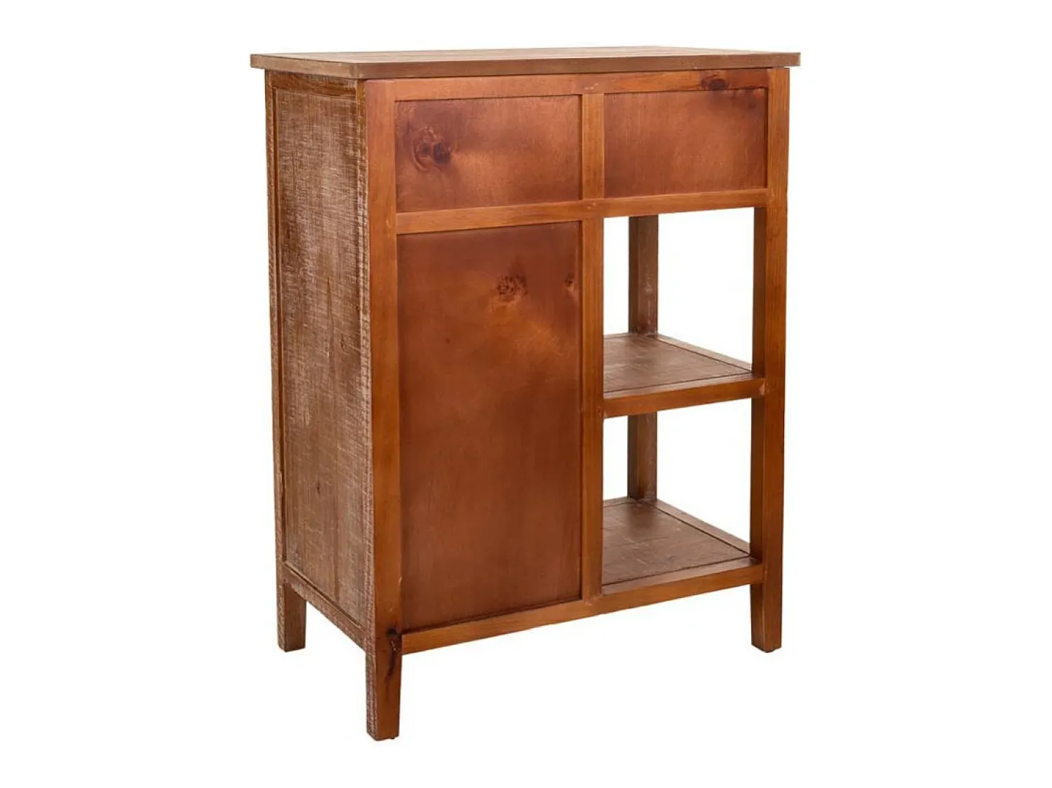 Consola* Móvel de madeira para corredor com 2 gavetas e 1 porta. Castanho