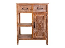 Consola* Móvel de madeira para corredor com 2 gavetas e 1 porta. Castanho