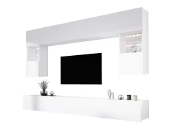 Móvel De Tv| Móvel de parede: 10 portas, 20 prateleiras, , largura: 300 cm, altura: AJUSTÁVEL, profundidade: 42 cm Branco