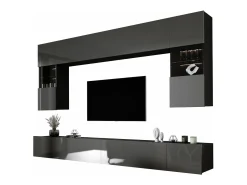 Sale Móvel de parede: 10 portas, 20 prateleiras, /cinza brilhante, largura: 300 cm, altura: AJUSTÁVEL, profundidade: 42 cm Preto