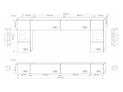 Sale Móvel de parede: 10 portas, 20 prateleiras, /cinza brilhante, largura: 300 cm, altura: AJUSTÁVEL, profundidade: 42 cm Preto