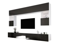 Móvel de parede: 10 portas, 20 prateleiras, / Preto Brilhante, largura: 300 cm, altura: AJUSTÁVEL, profundidade: 42 cm^ Móvel De Tv