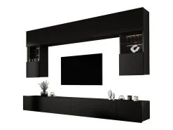 Móvel De Tv| Móvel de parede: 10 portas, 20 prateleiras, , largura: 300 cm, altura: AJUSTÁVEL, profundidade: 42 cm Preto